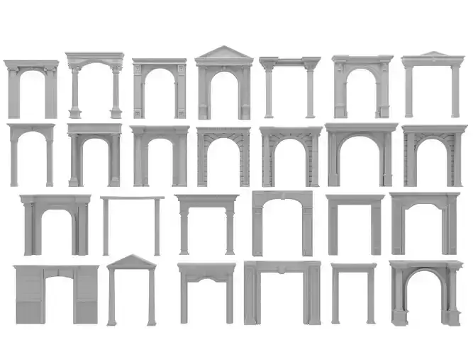 Arched facade columns doorway pilaster 2