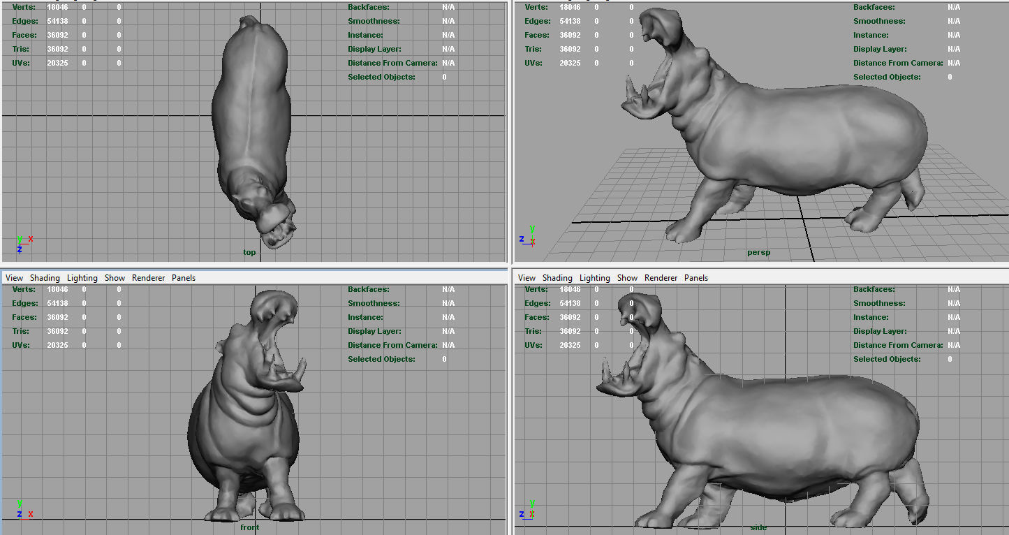 Hippopotamus Low-poly 3D model_7