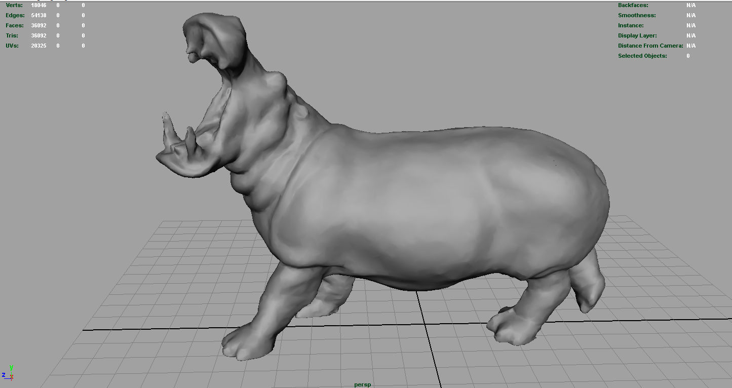Hippopotamus Low-poly 3D model_10