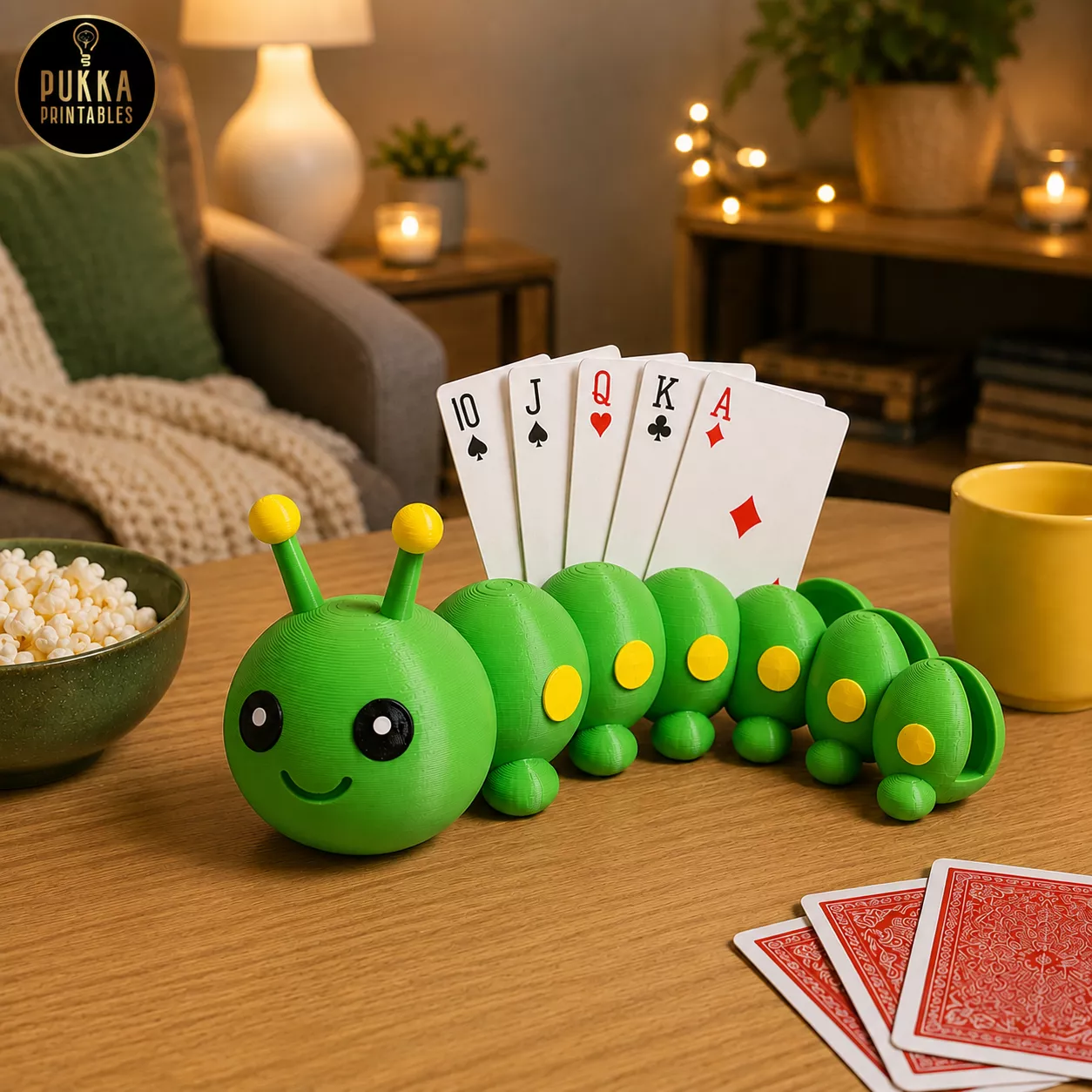 Caterpillar Playing Card Holder STL 3D Printable Game Accessory 3D print model