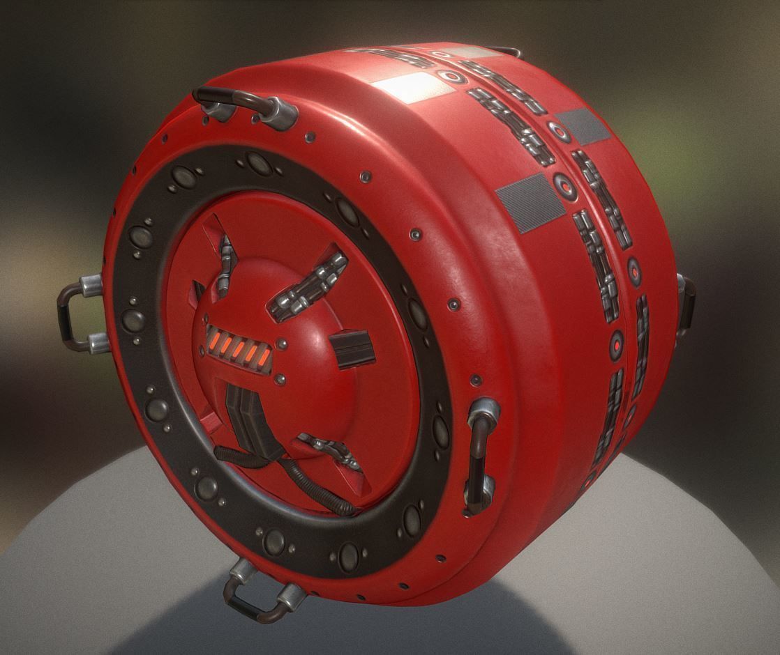 AI Control Module Red Version Low-poly 3D model_10