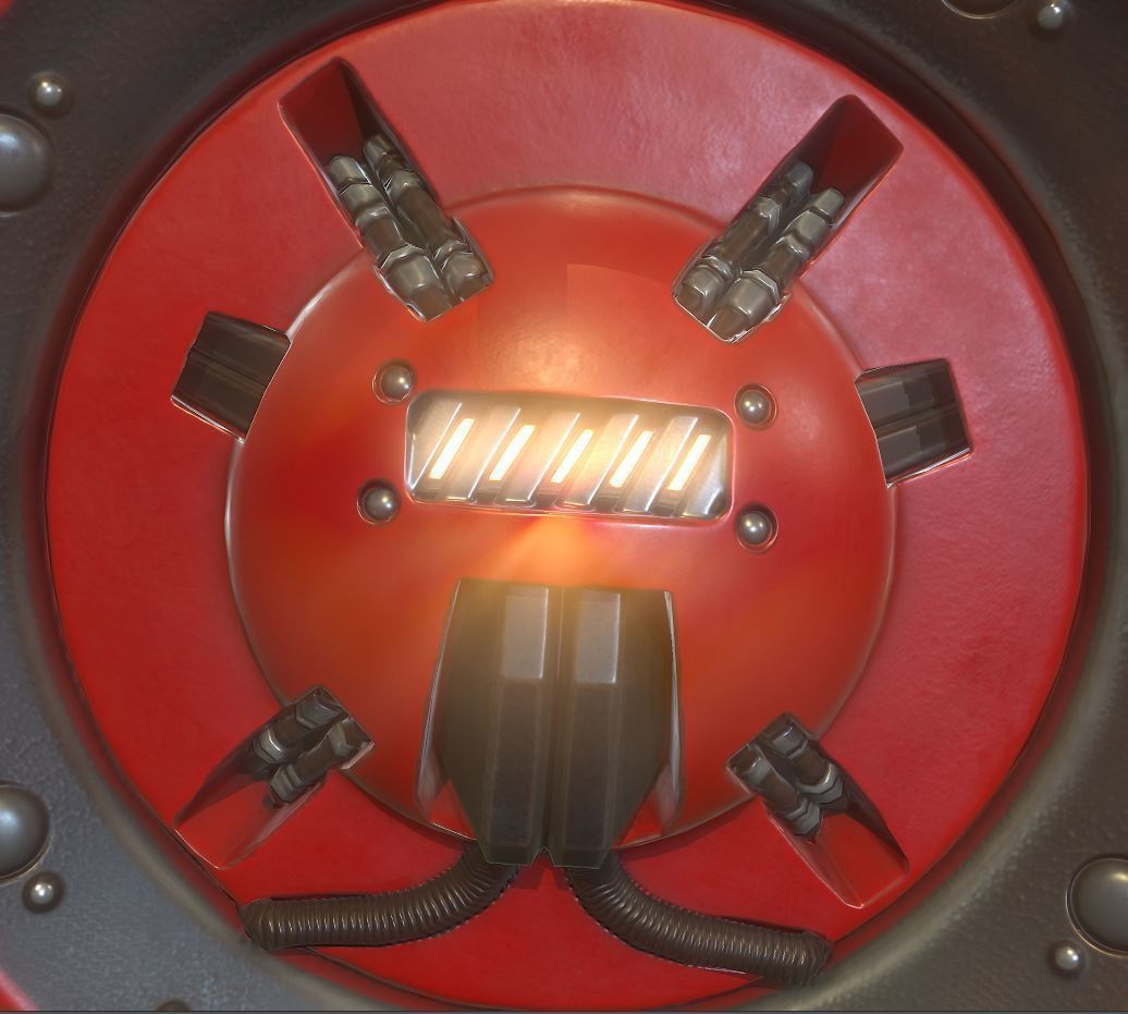 AI Control Module Red Version Low-poly 3D model_8