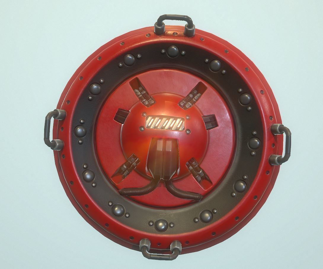 AI Control Module Red Version Low-poly 3D model_5