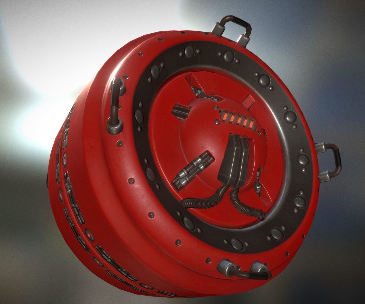 AI Control Module Red Version Low-poly 3D model_12