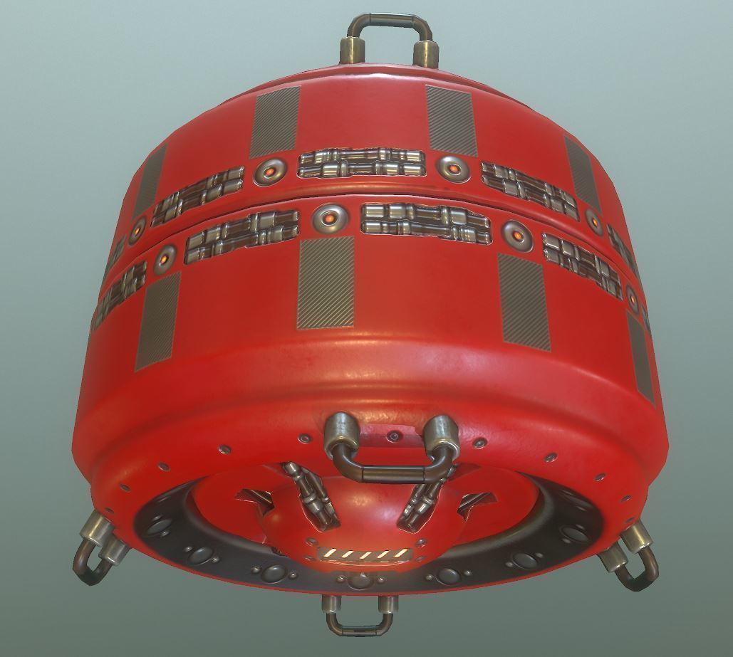 AI Control Module Red Version Low-poly 3D model_4