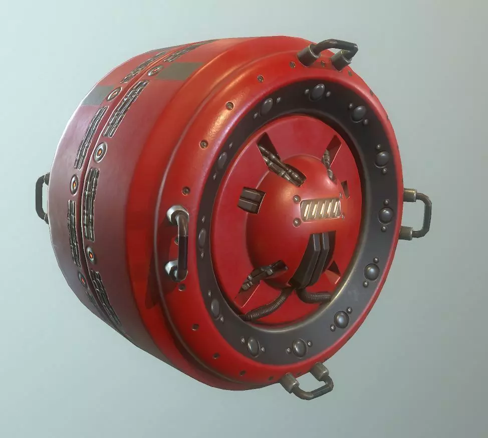 AI Control Module Red Version Low-poly 3D model_0