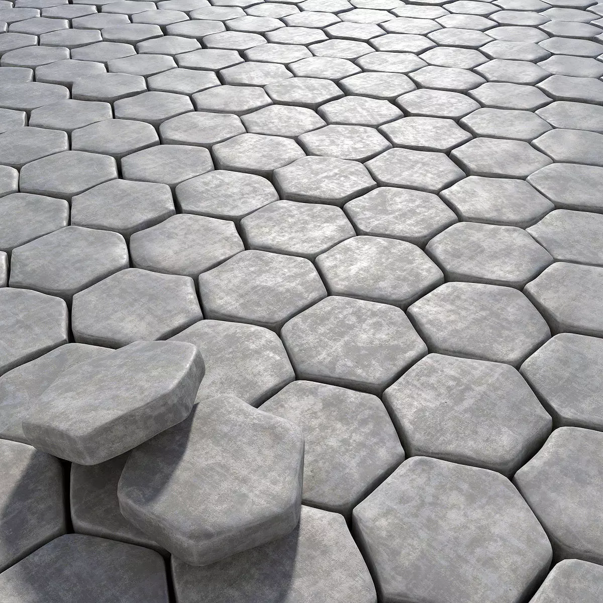 Paving old hexagon 3D model_0