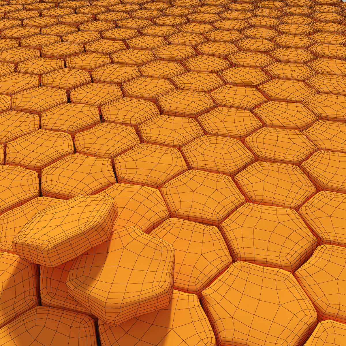 Paving old hexagon 3D model_2