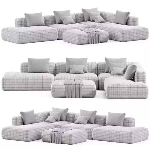 Stone Sofa By Tamamm 03 Low-poly 3D model 6