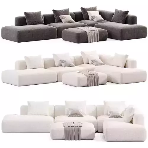 Stone Sofa By Tamamm 03 Low-poly 3D model 4