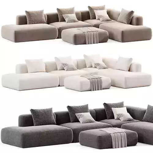 Stone Sofa By Tamamm 03 Low-poly 3D model