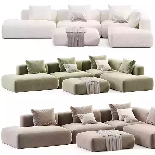 Stone Sofa By Tamamm 03 Low-poly 3D model 2