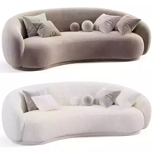 KENDALL BLUSH VELVET SOFA Low-poly 3D model 2