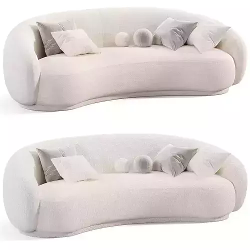 KENDALL BLUSH VELVET SOFA Low-poly 3D model 4