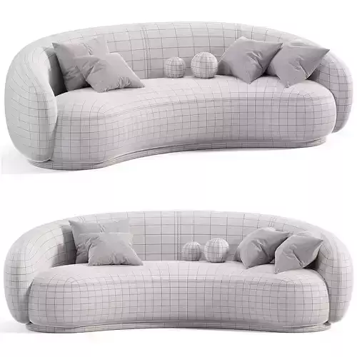 KENDALL BLUSH VELVET SOFA Low-poly 3D model 7