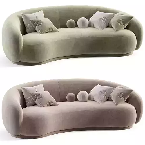 KENDALL BLUSH VELVET SOFA Low-poly 3D model 5