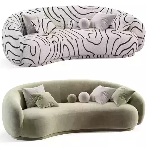 KENDALL BLUSH VELVET SOFA Low-poly 3D model 3