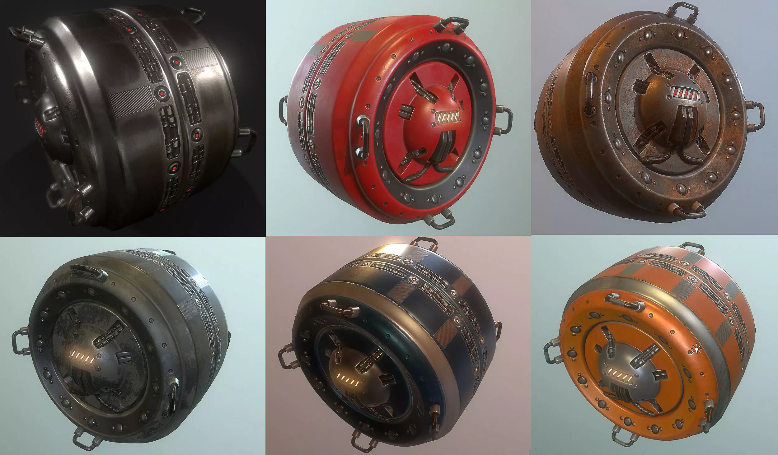 AI Control Module Collection Low-poly 3D model_0