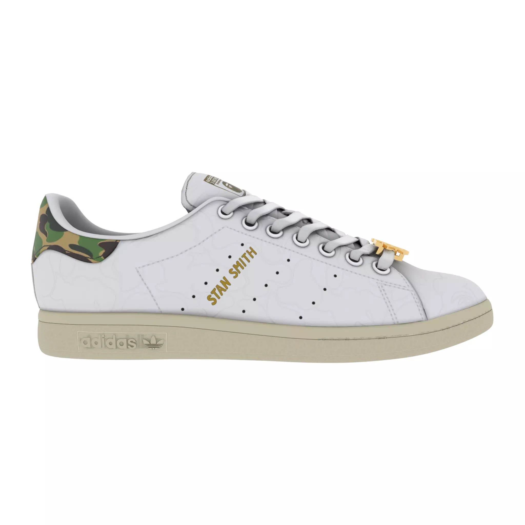 Adidas Stan Smith Cloud White Collegiate Navy Low-poly 3D model