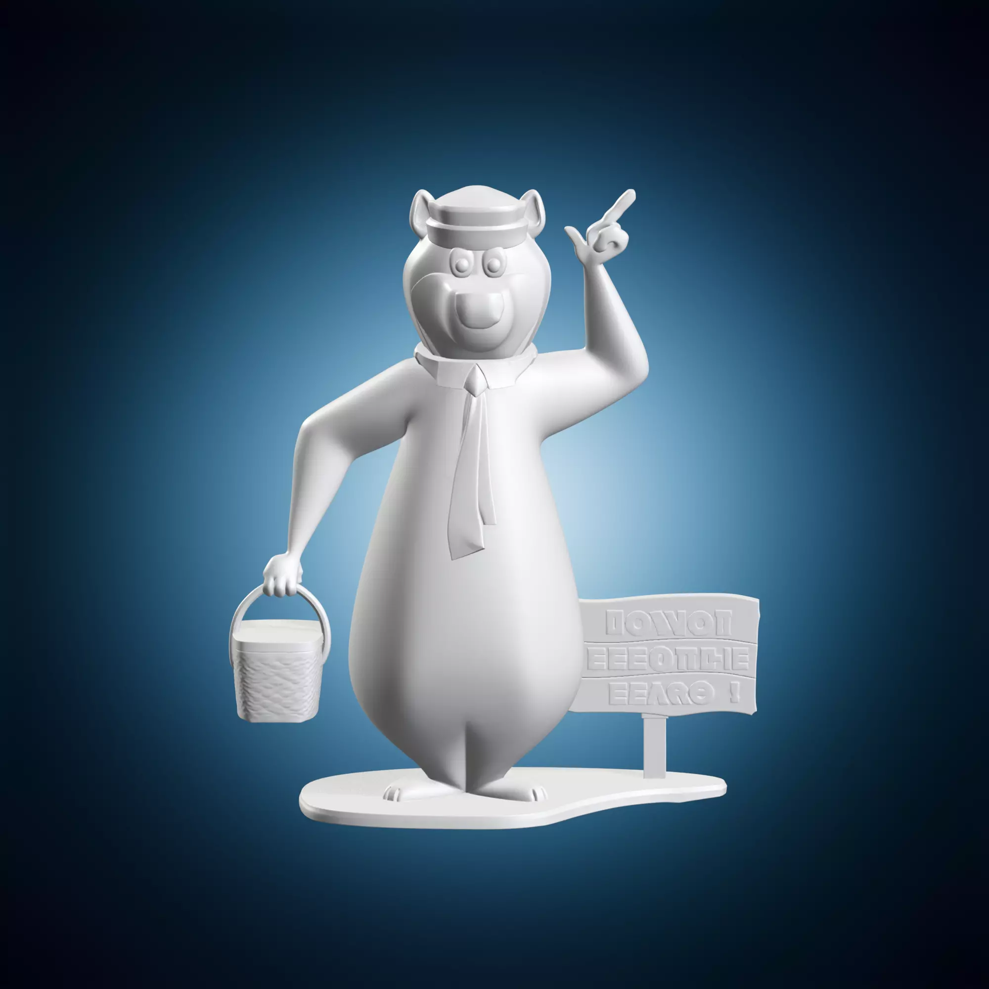 Yogi Bear with Picnic Basket Miniature 3D print model