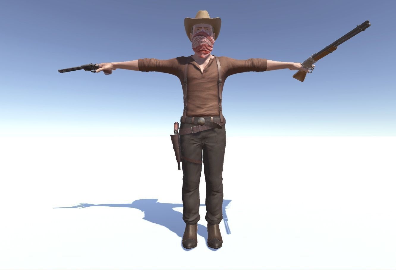 Western Desperado Low-poly 3D model_1