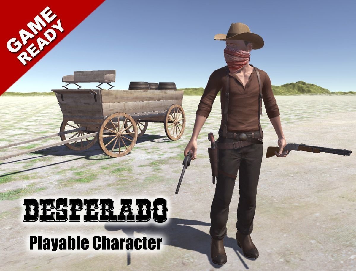 Western Desperado Low-poly 3D model_0