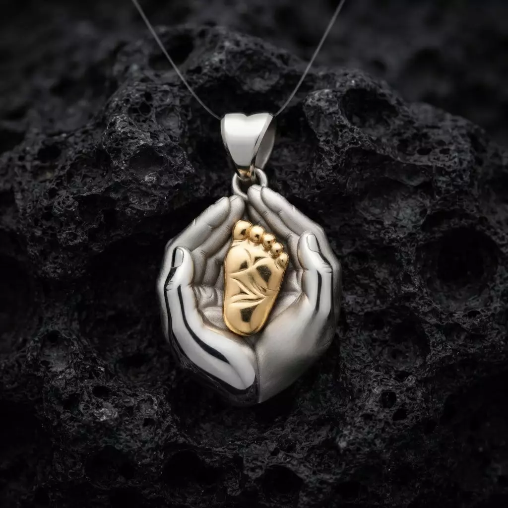 Baby Foot in Hands Pendant 3D print model