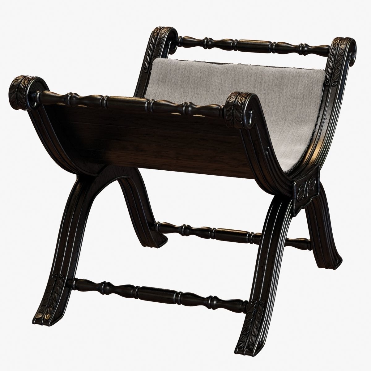 Restoration Hardware 18TH C NEOCLASSICAL UPHOLSTERED STOOL 3D model_10