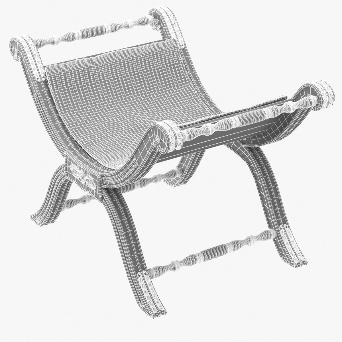 Restoration Hardware 18TH C NEOCLASSICAL UPHOLSTERED STOOL 3D model_2