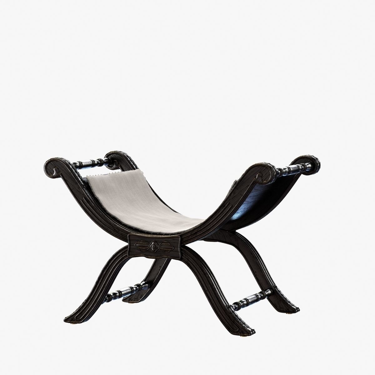 Restoration Hardware 18TH C NEOCLASSICAL UPHOLSTERED STOOL 3D model_6