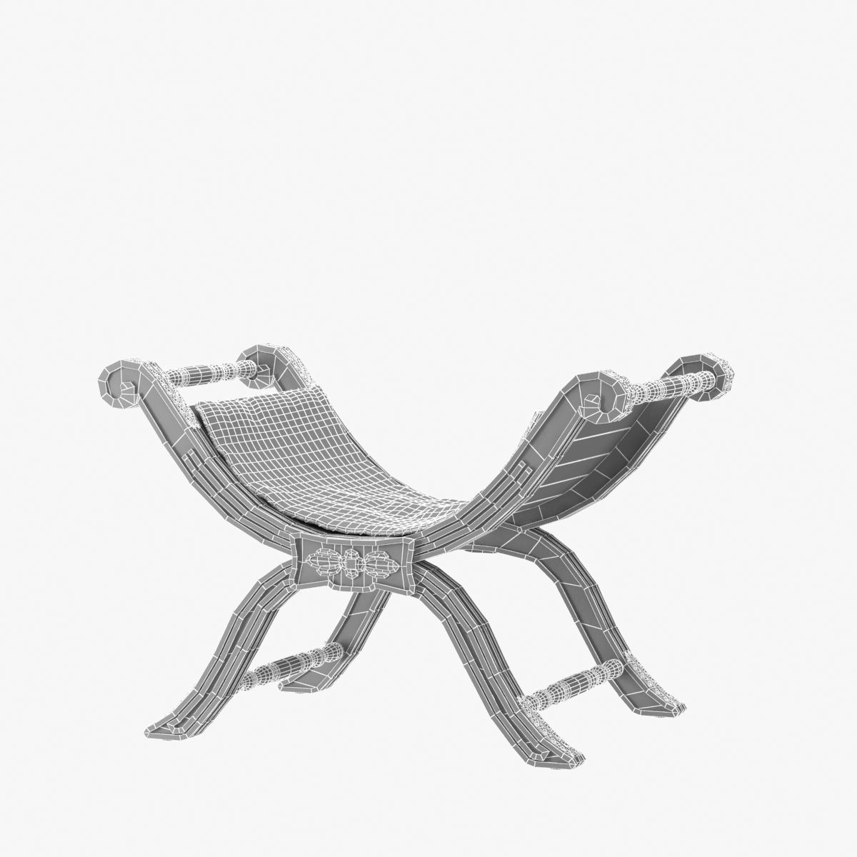 Restoration Hardware 18TH C NEOCLASSICAL UPHOLSTERED STOOL 3D model_8