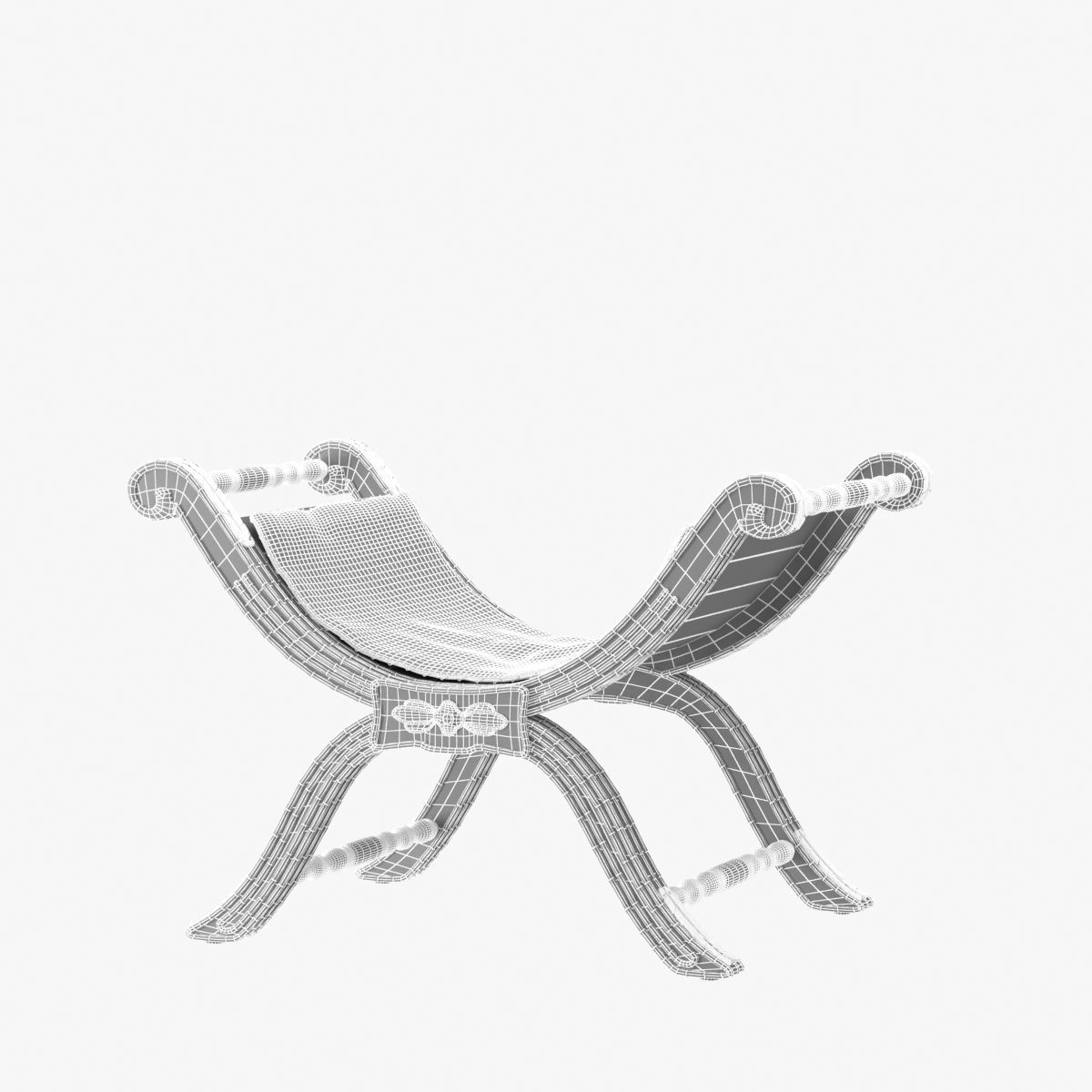 Restoration Hardware 18TH C NEOCLASSICAL UPHOLSTERED STOOL 3D model_7