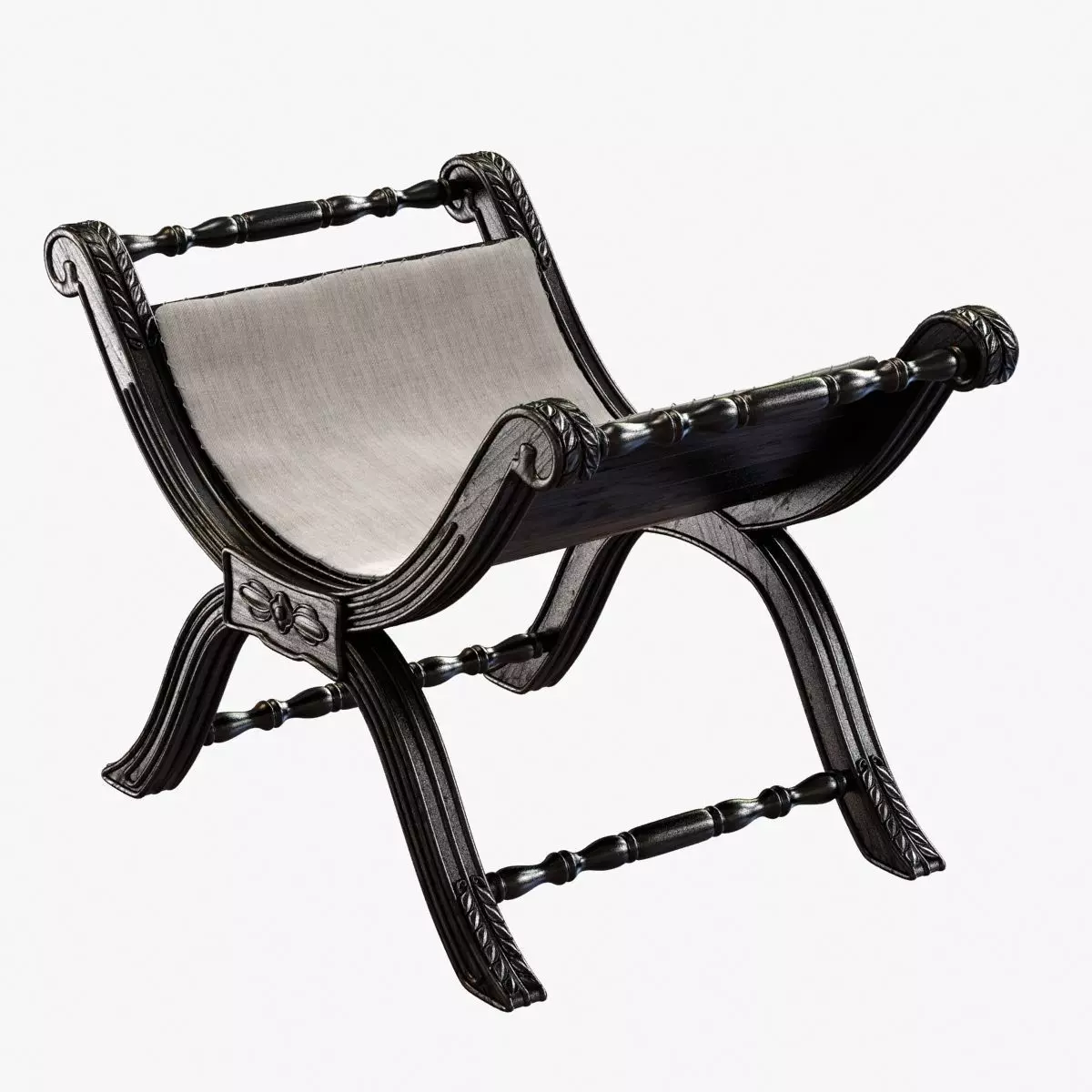 Restoration Hardware 18TH C NEOCLASSICAL UPHOLSTERED STOOL 3D model_0