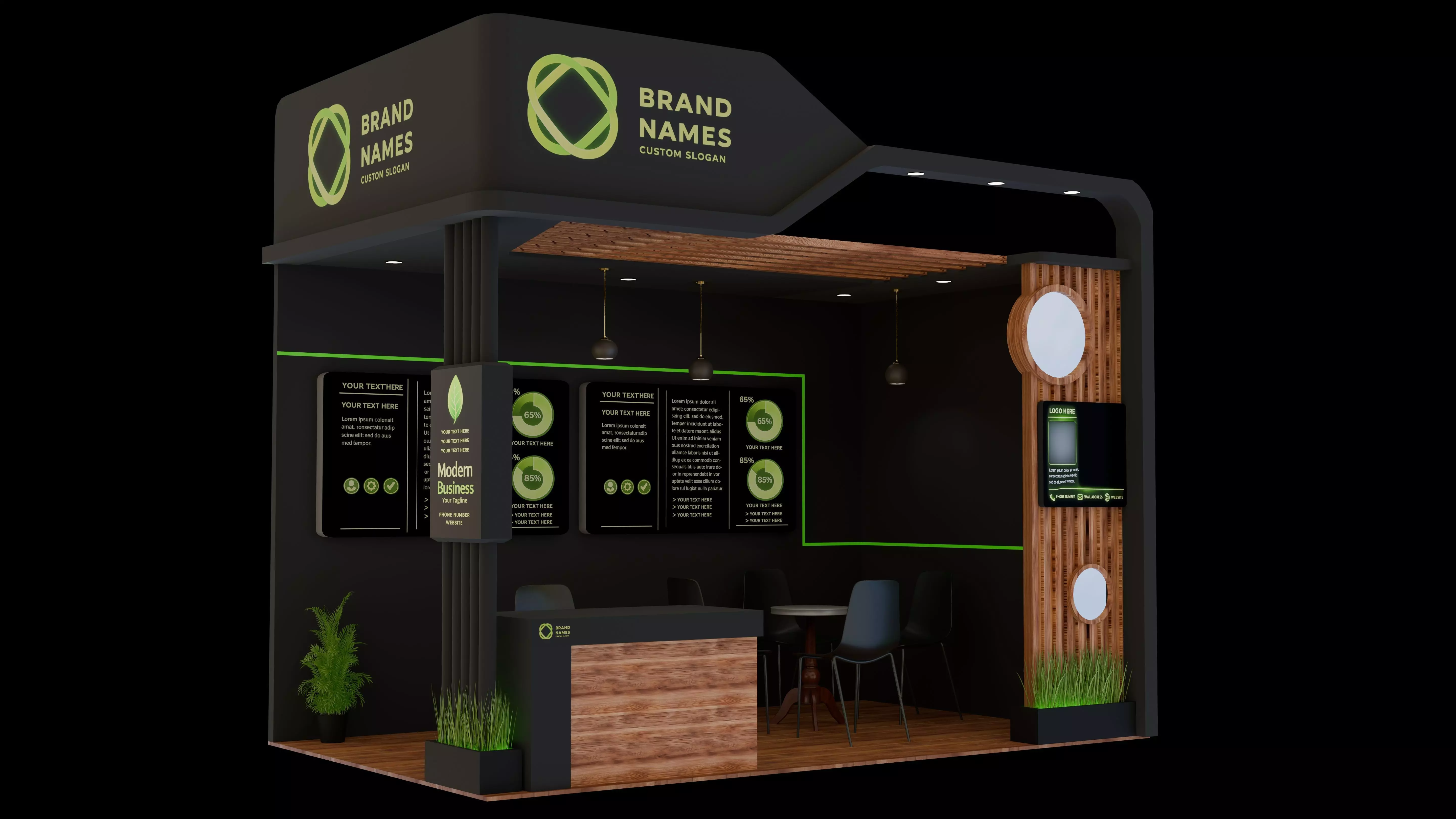 Modern Exhibition Booth Stall 3D Model Low-poly 3D model