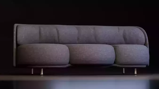 Modern Curved Modular Sofa Low-poly 3D model 2