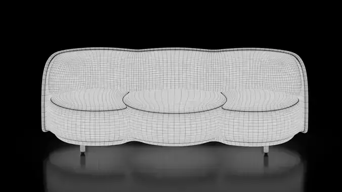 Modern Curved Modular Sofa Low-poly 3D model 7