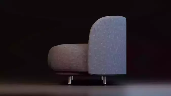 Modern Curved Modular Sofa Low-poly 3D model 4
