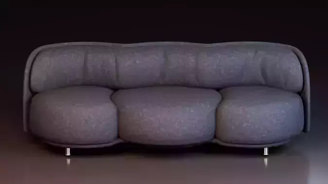 Modern Curved Modular Sofa Low-poly 3D model 3