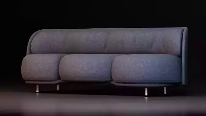 Modern Curved Modular Sofa Low-poly 3D model