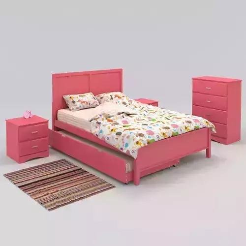 Furniture of America Colorpop  Youth Bed Trundle and Nightstand 3D model