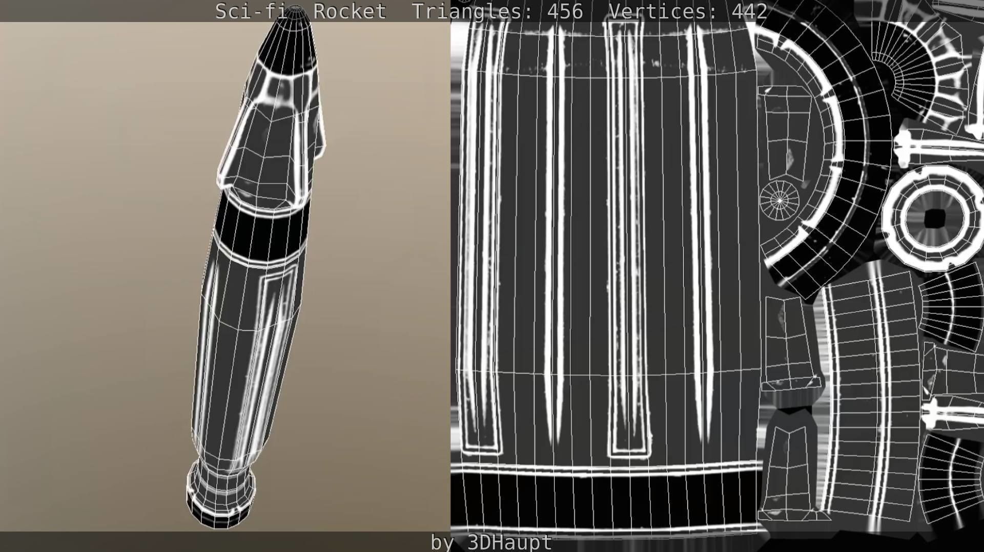 Rocket launcher in sky Low-poly 3D model_67