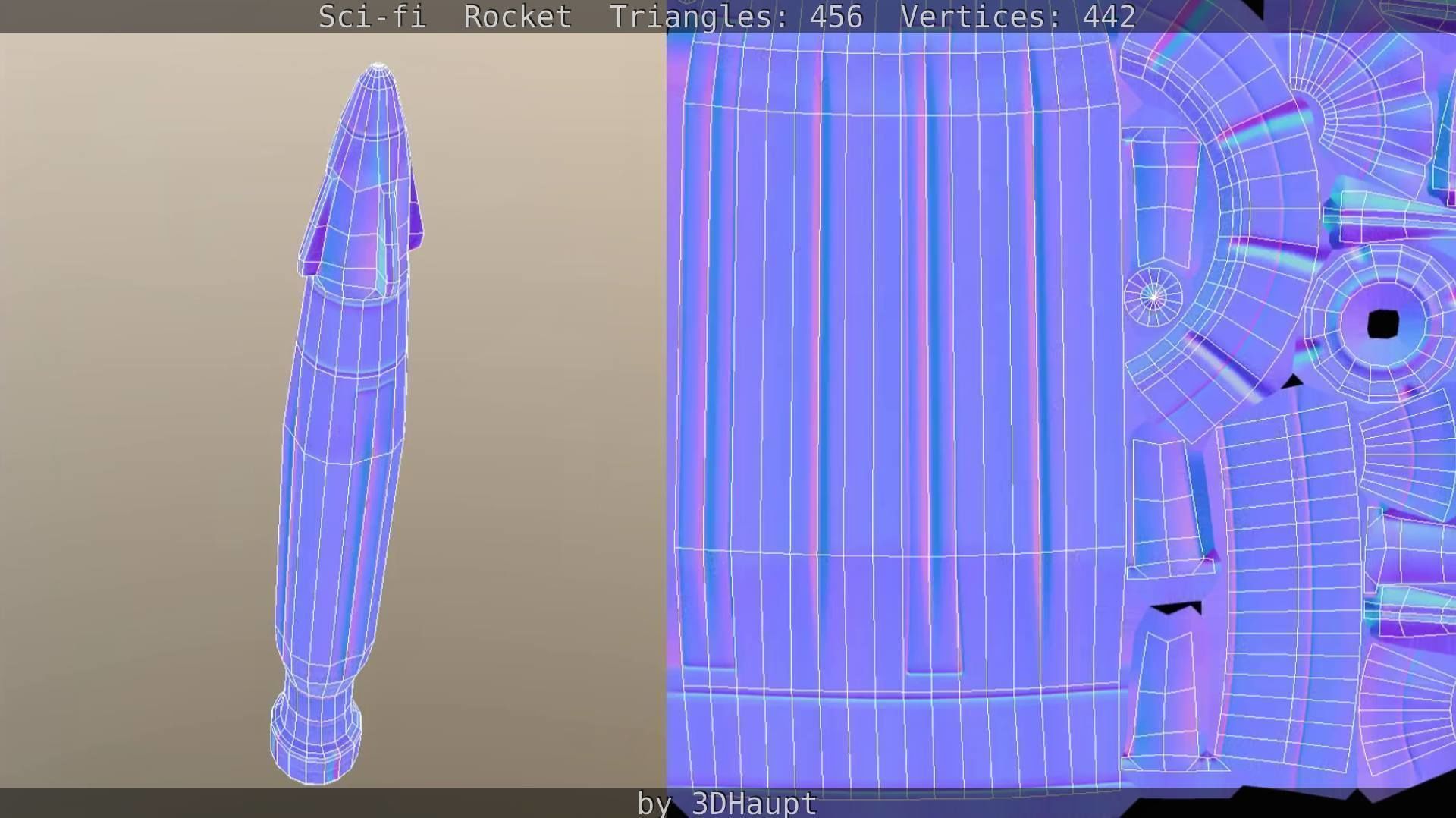 Rocket launcher in sky Low-poly 3D model_75