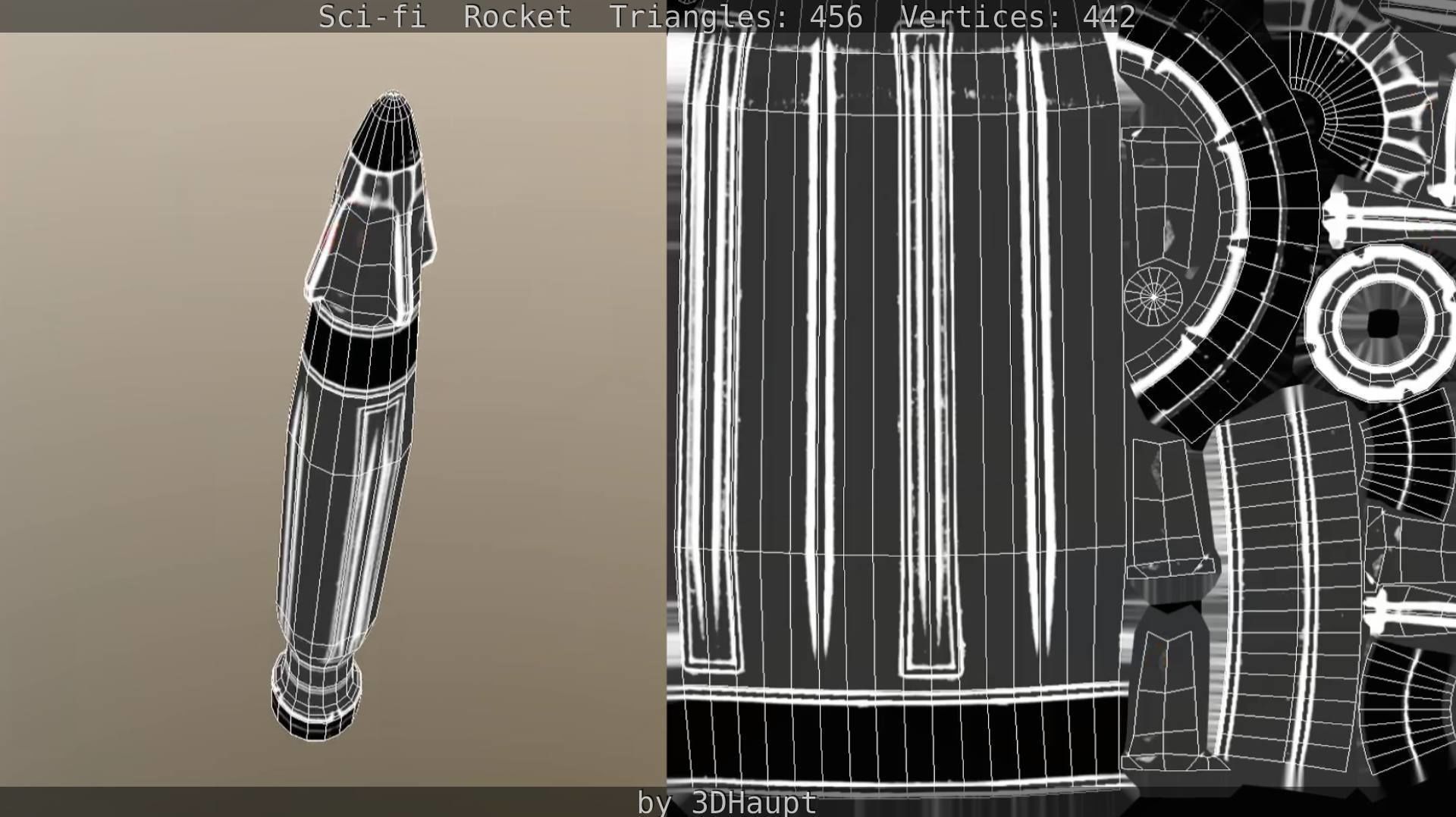 Rocket launcher in sky Low-poly 3D model_69