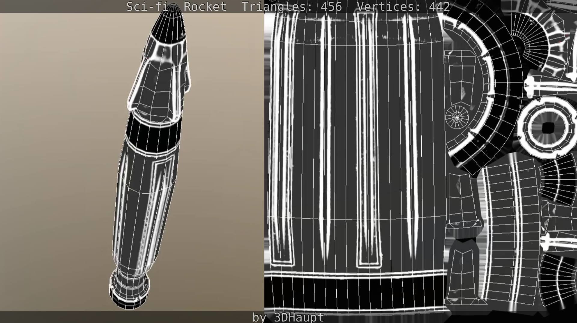 Rocket launcher in sky Low-poly 3D model_68