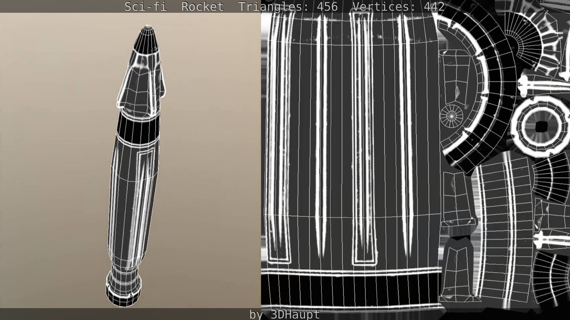 Rocket launcher in sky Low-poly 3D model_72