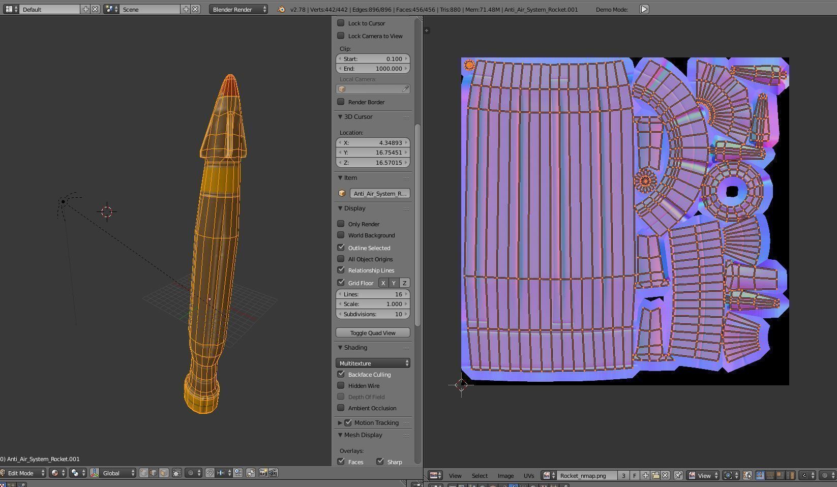 Rocket launcher in sky Low-poly 3D model_4