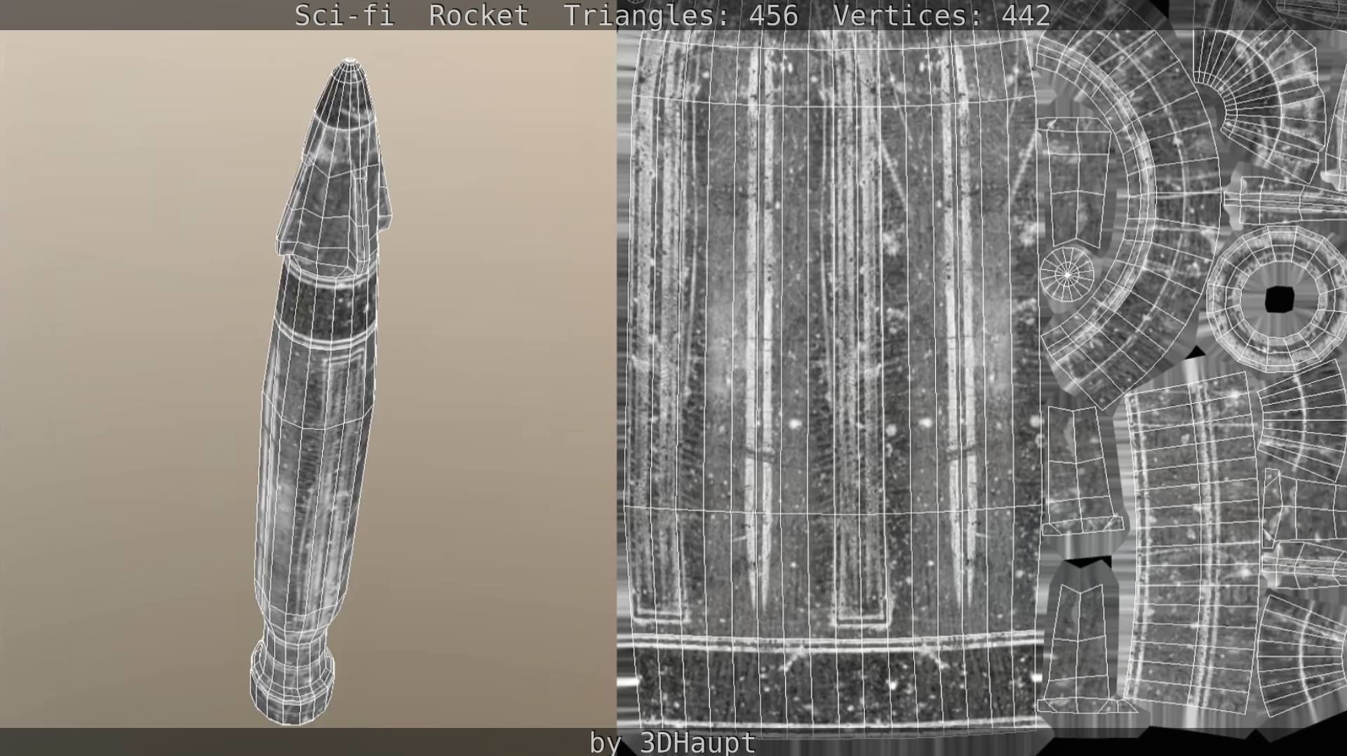 Rocket launcher in sky Low-poly 3D model_74