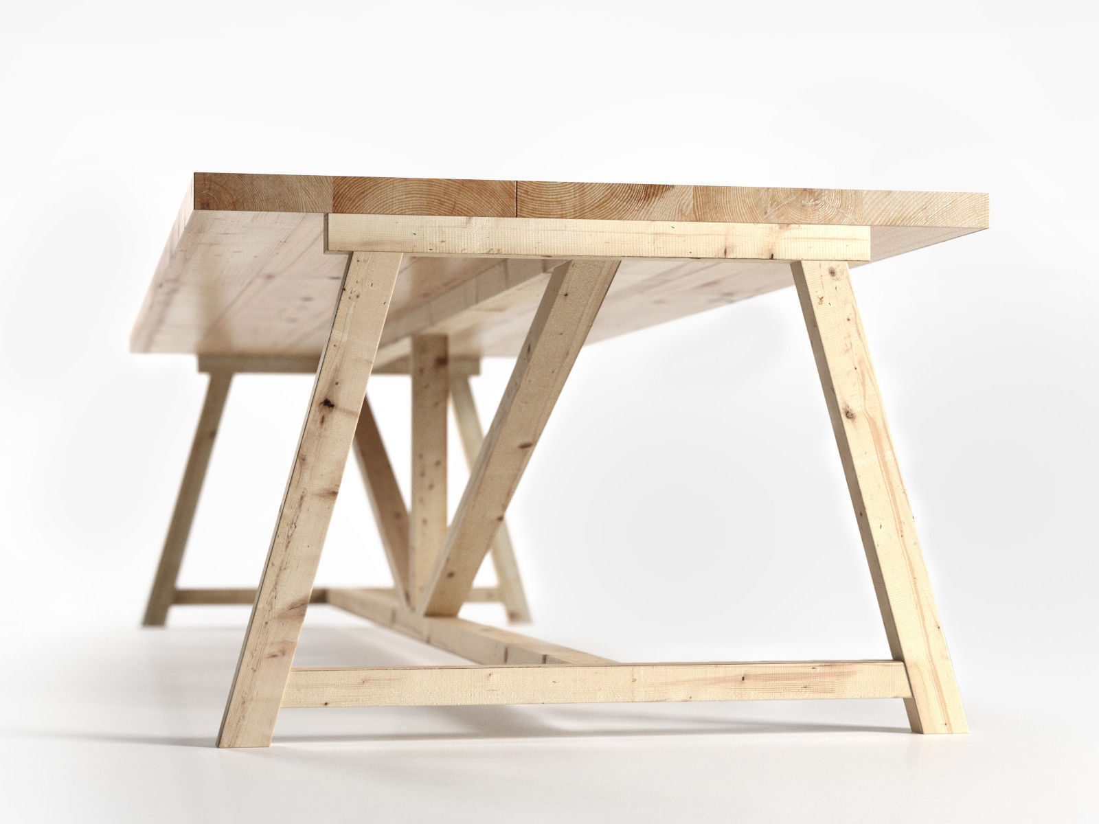 Wooden Dining Table 3D model_1