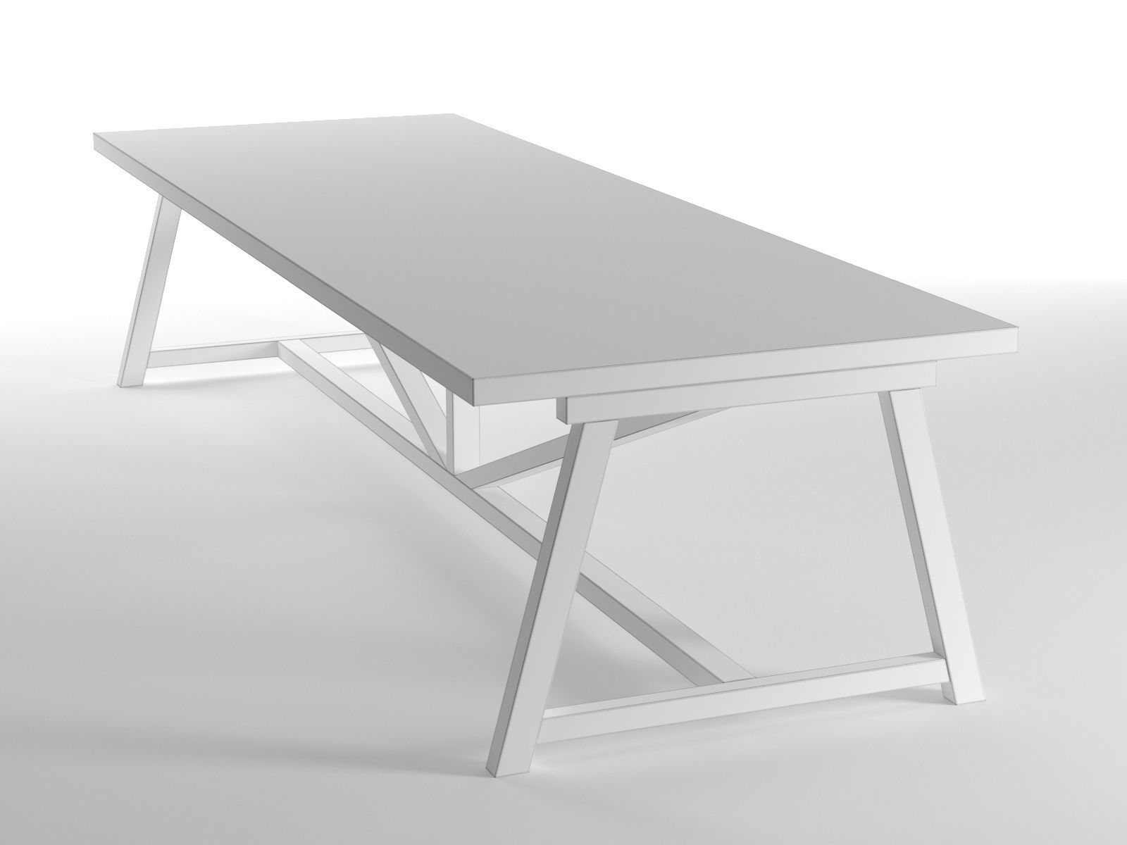 Wooden Dining Table 3D model_4
