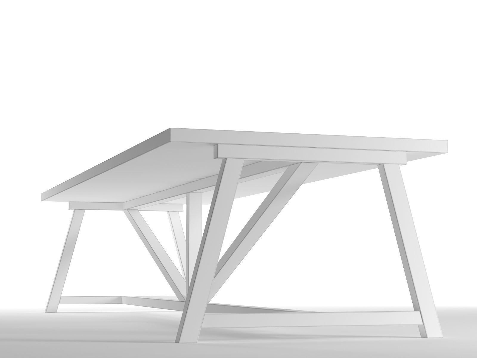 Wooden Dining Table 3D model_3